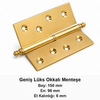 Pirinç Geniş Lüks Okkalı Menteşe – 150 × 96 mm