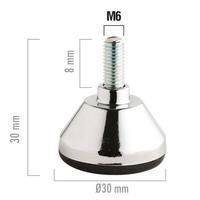 Tombul Bingo M6 x Ø 30 x 22 Krom